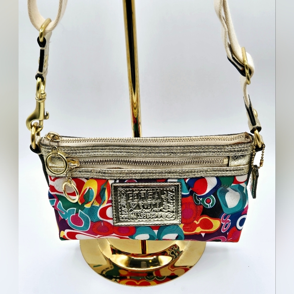 COACH POPPY Crossbody Nylon Op C Print Vibrant Colors - Picture 7 of 12